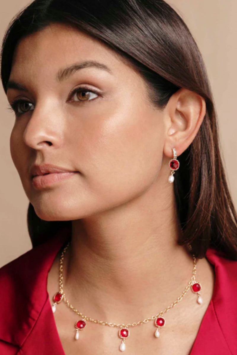 The Alicante Earrings in Ruby Red