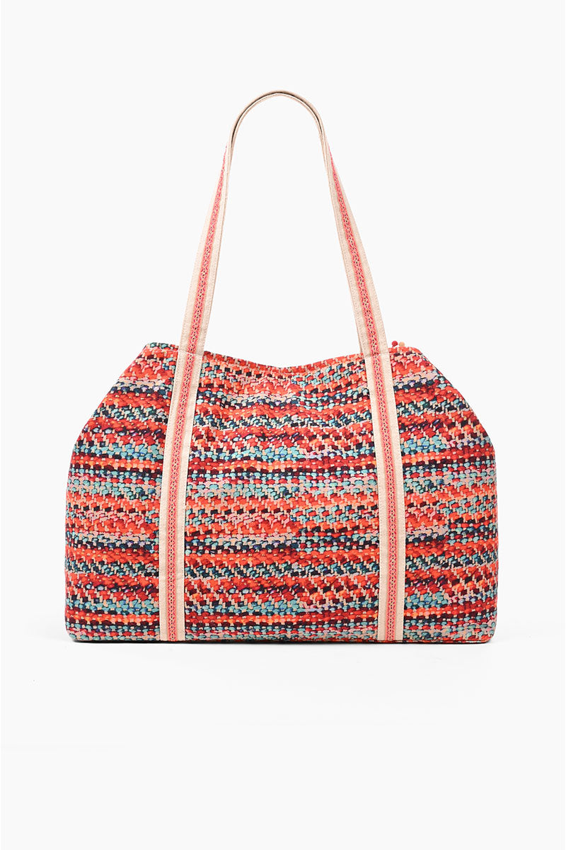 Evil Eye Good Luck Hand Beaded Orange and Blue Tote Bag