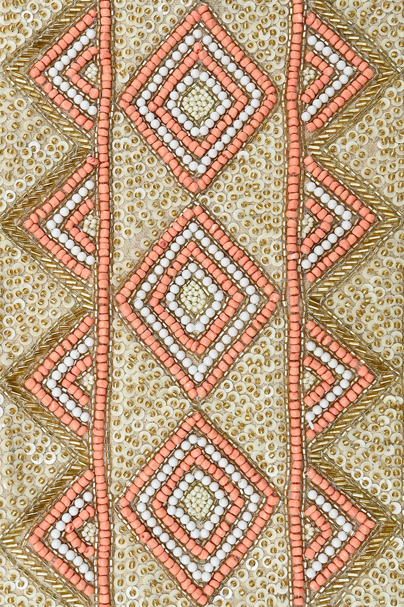 Rose Gold Tote-Hand Beaded Metallic Tote For Women