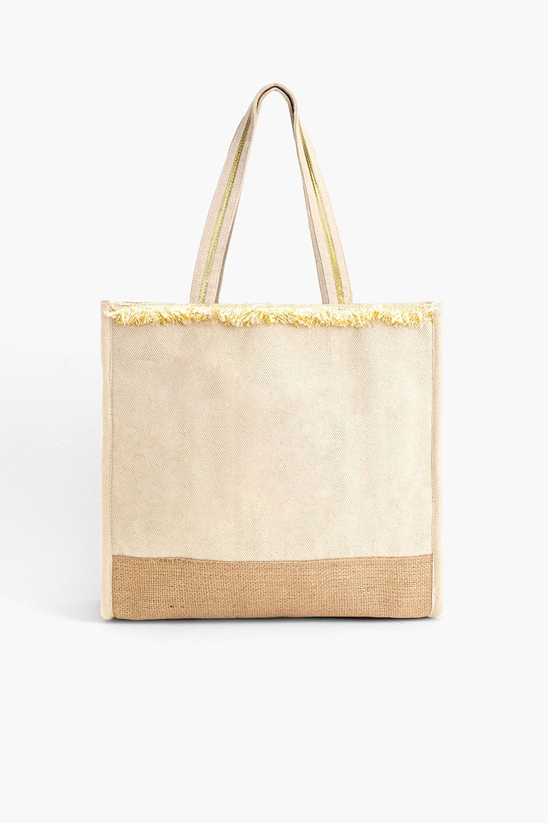 Champagne Forever Tote-Hand Beaded Jute Tote For Women