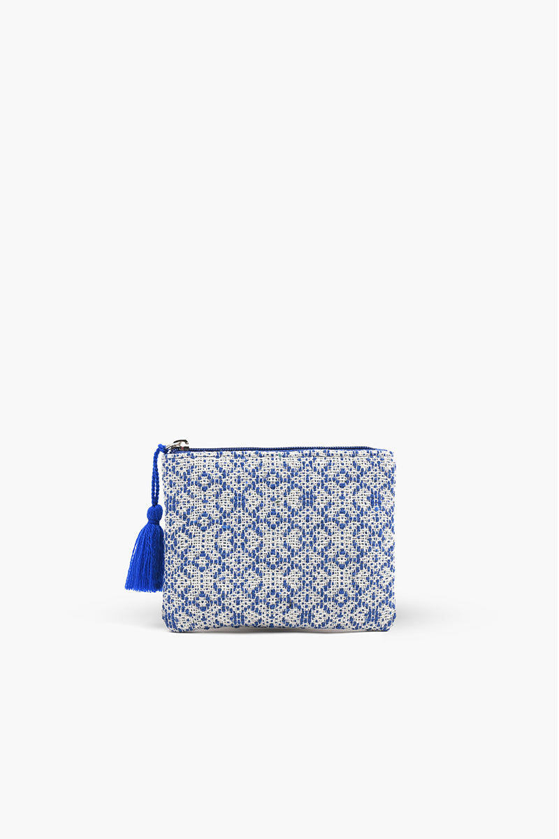 Blue Handwoven Jacquard Coin Bag