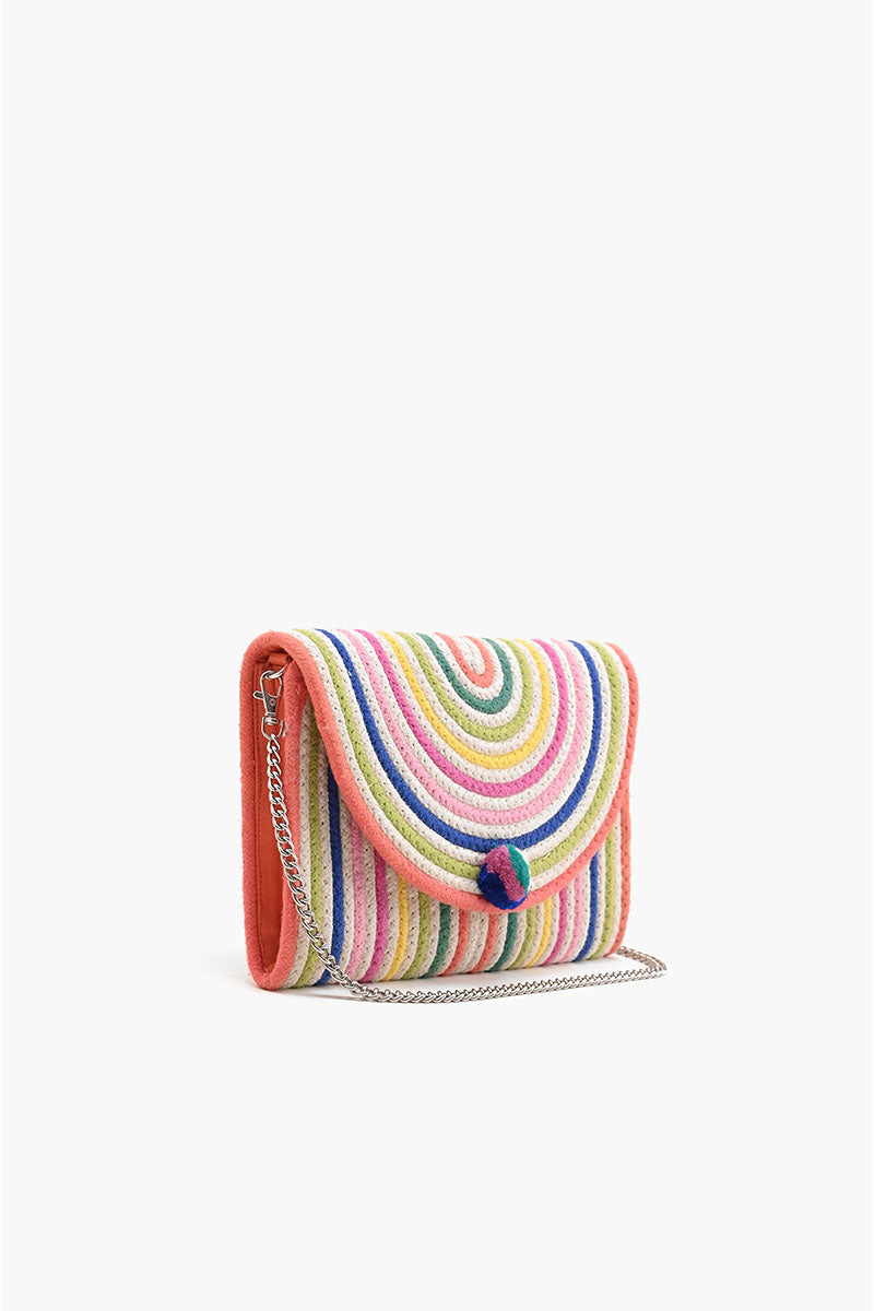 Recycled Cotton Stripe Clutch-Natural Multi