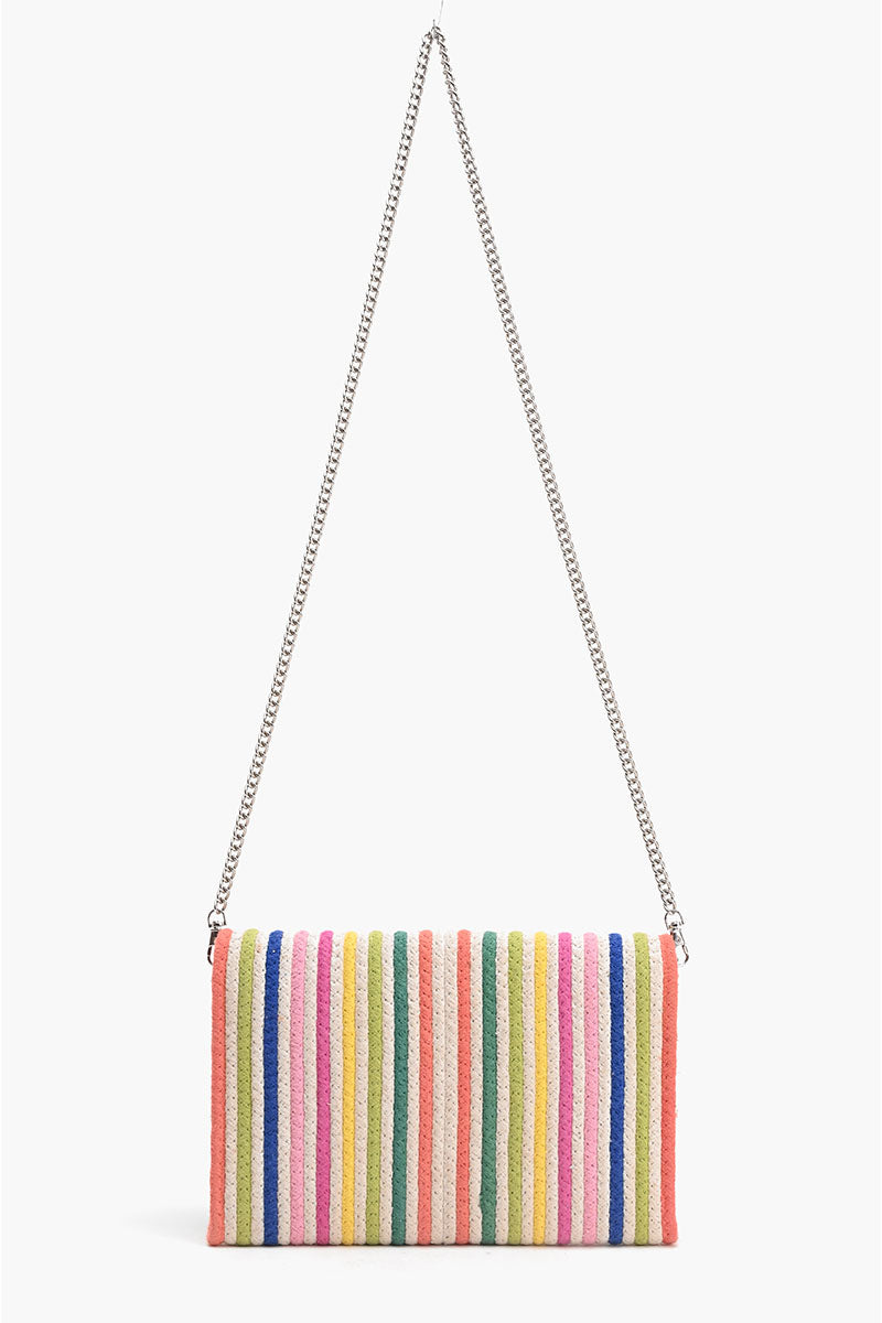Recycled Cotton Stripe Clutch-Natural Multi