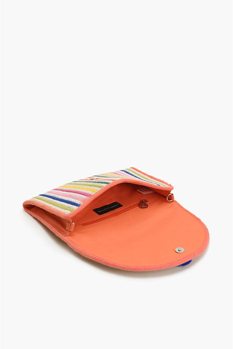 Recycled Cotton Stripe Clutch-Natural Multi