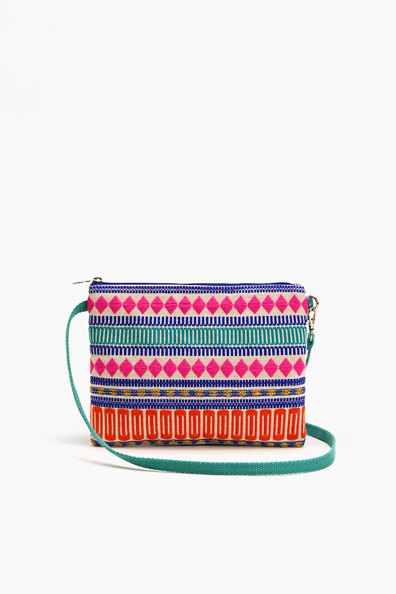 Mexican Striped Spring Top Zip Clutch