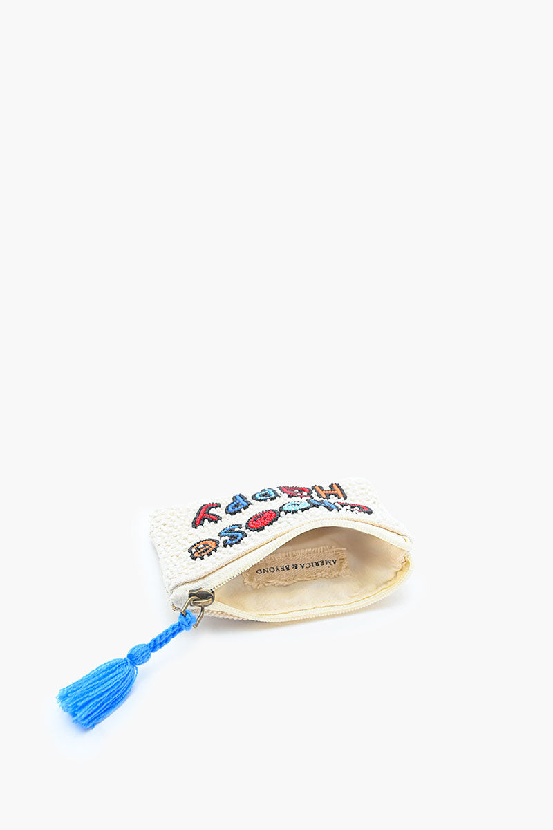Choose Happy Embroidered Pouch