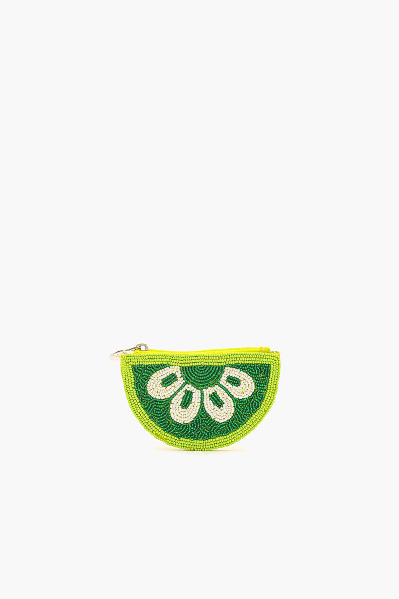 Citrus Splash Beaded Pouch - Lime