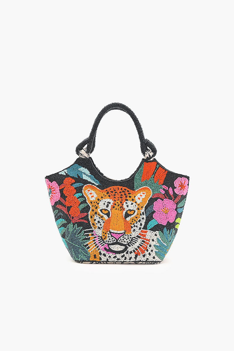 Tropical Leopard Embellished Handbag