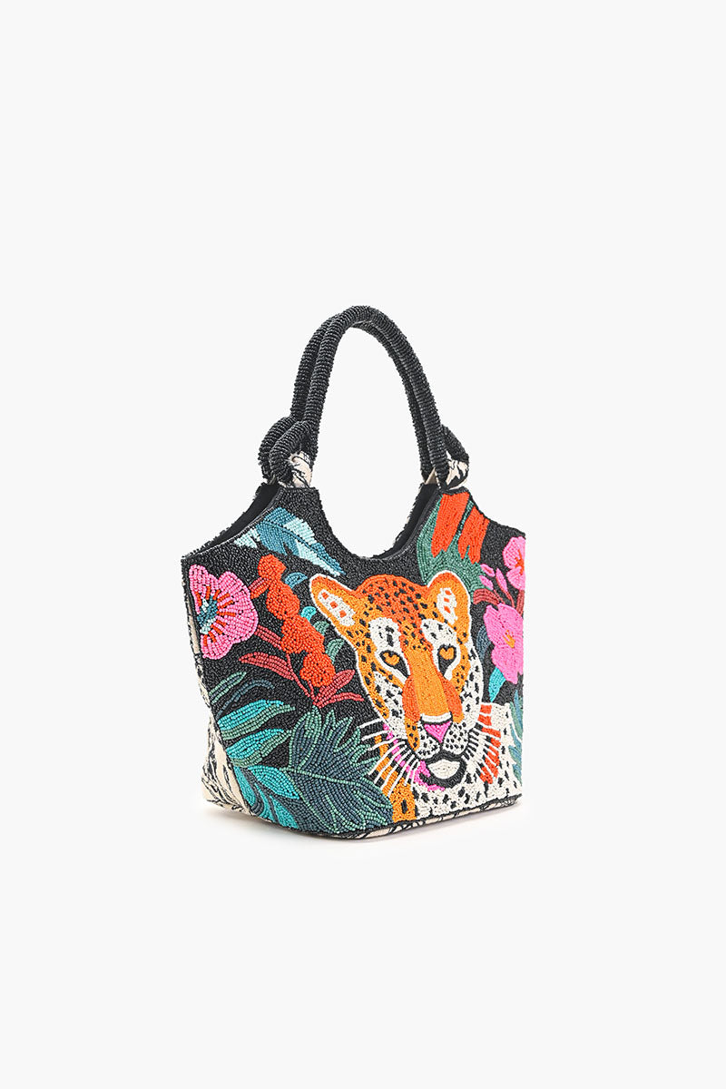 Tropical Leopard Embellished Handbag
