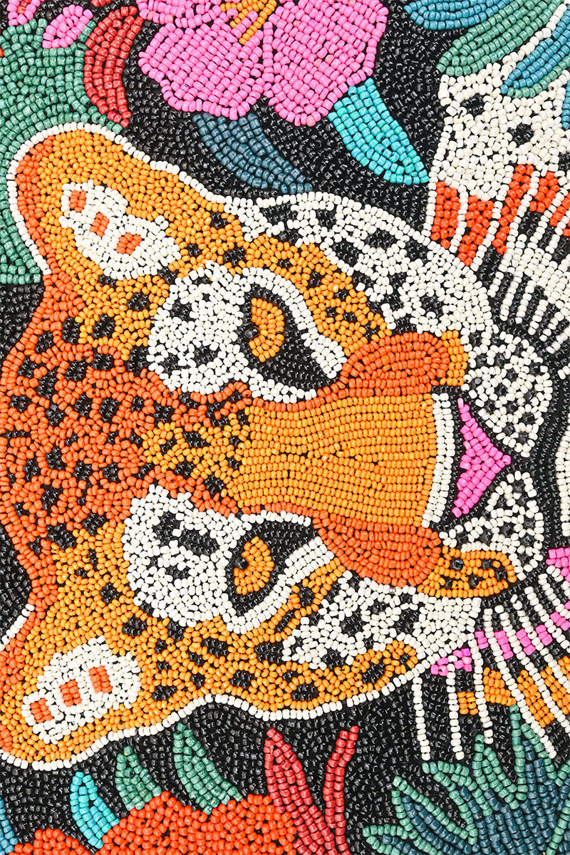 Tropical Leopard Embellished Handbag