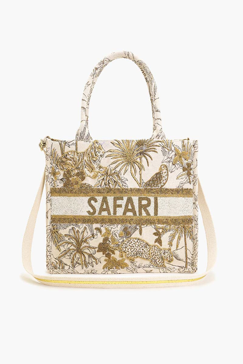 Gold African Safari Embellished Personalized Tote