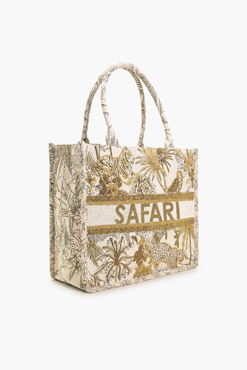 Gold African Safari Embellished Personalized Tote