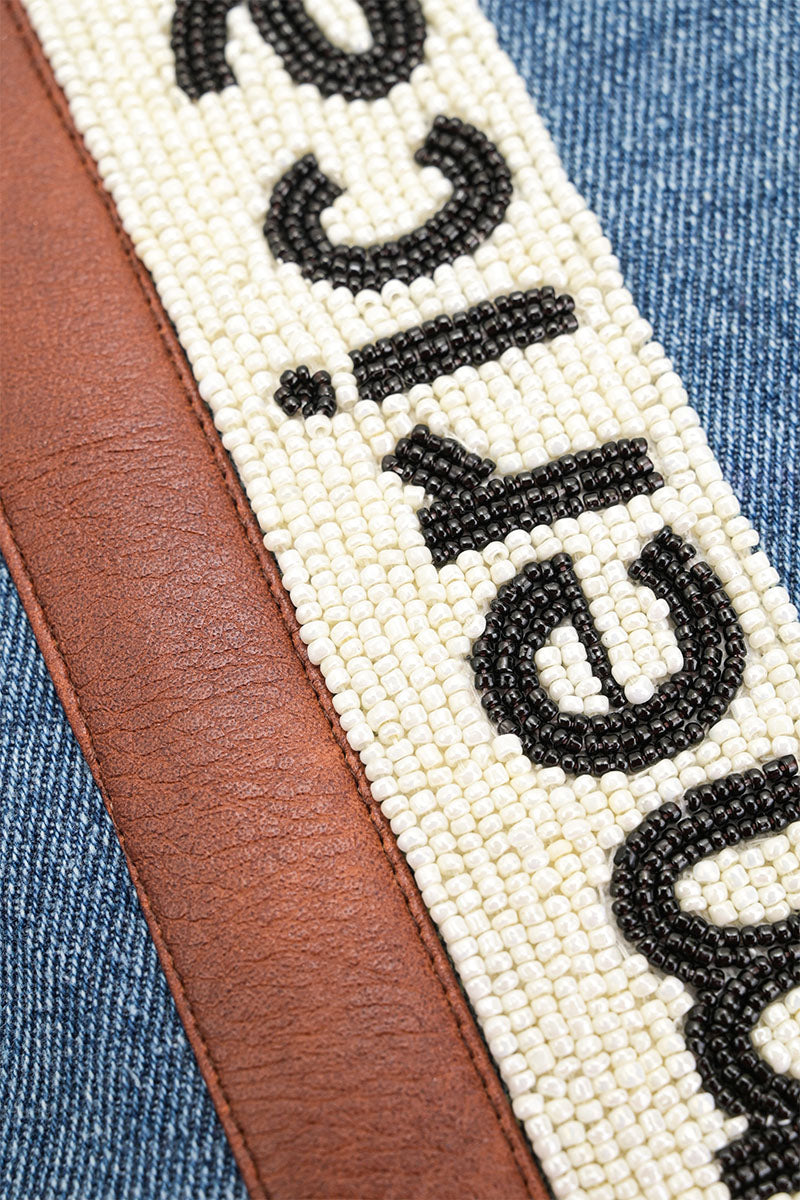 A&B Denim Beaded Personalized Tote