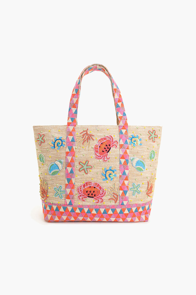 Crab Shell Embellished Boat Tote