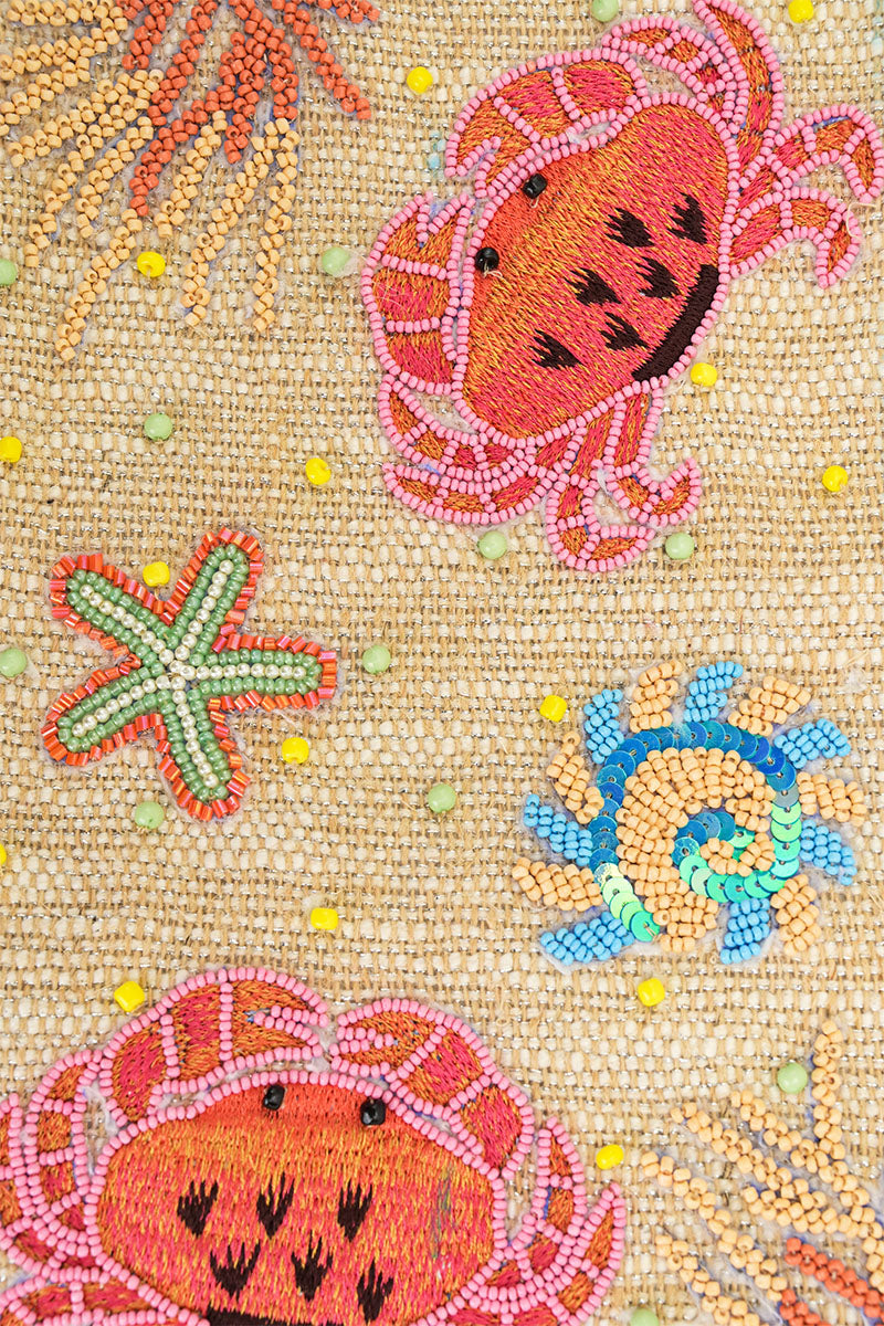 Crab Shell Embellished Boat Tote