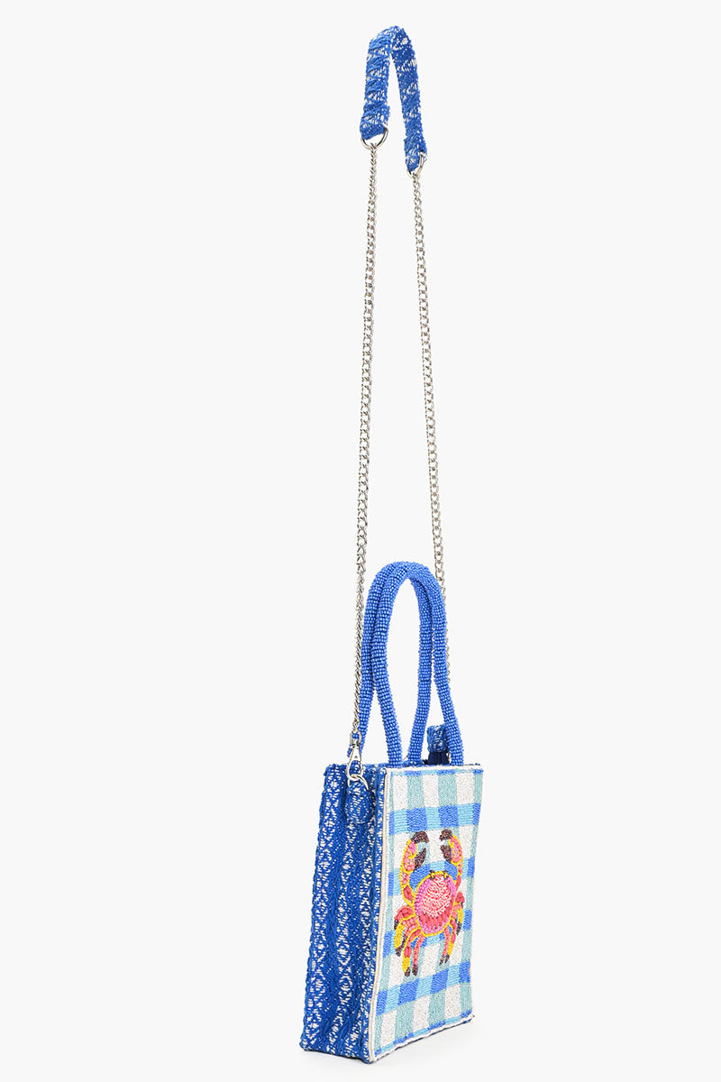 Crab It Beaded Top Handle Bag
