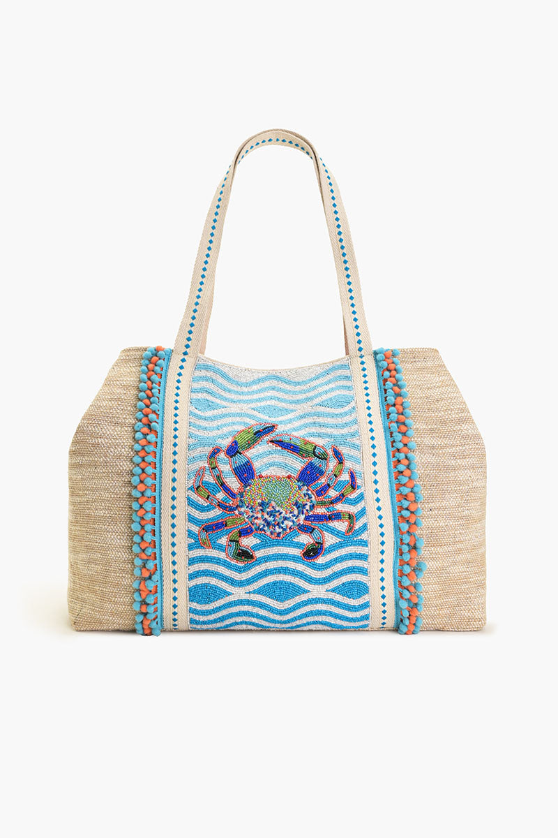 Crabby Waves Beaded Tote
