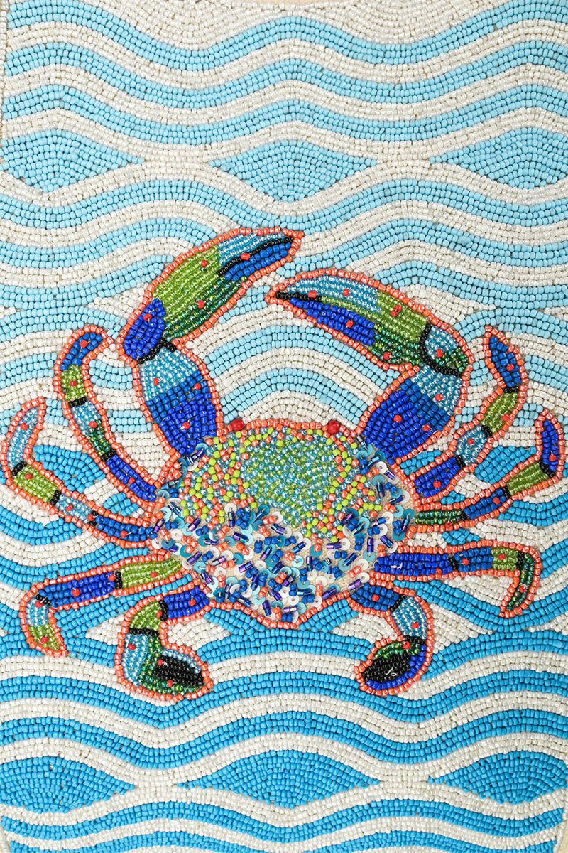 Crabby Waves Beaded Tote