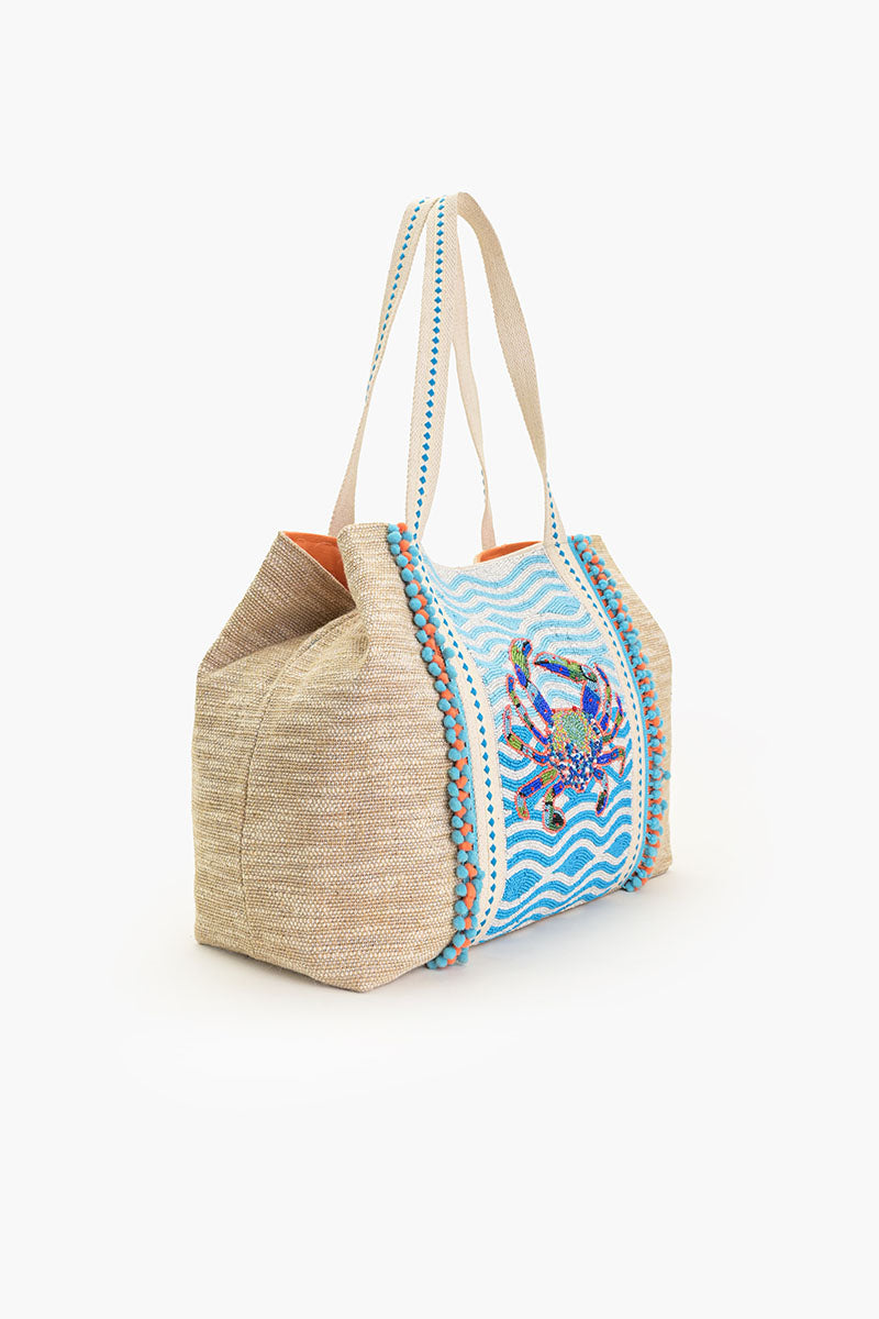 Crabby Waves Beaded Tote