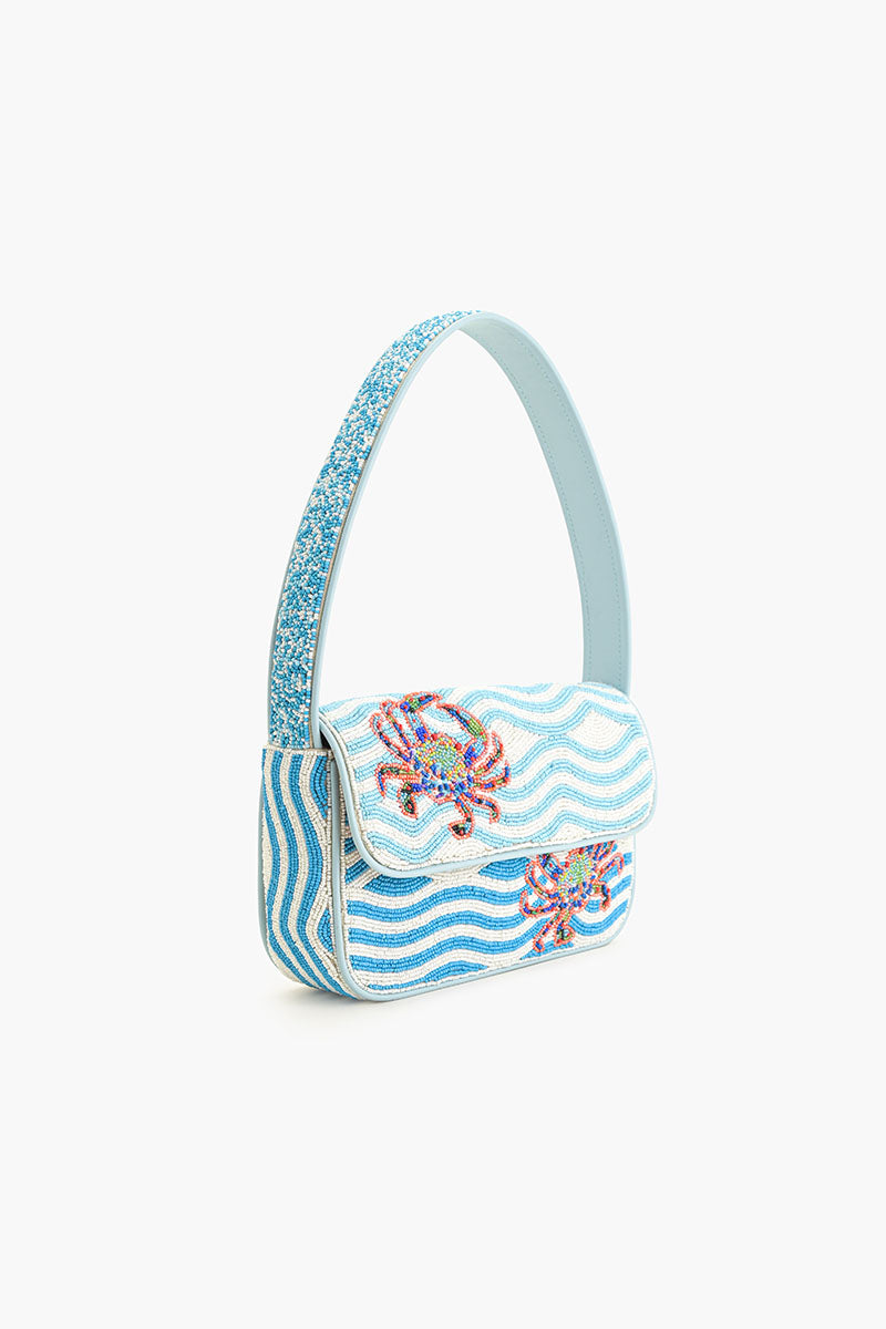 Crabby Waves Beaded Shoulder Bag