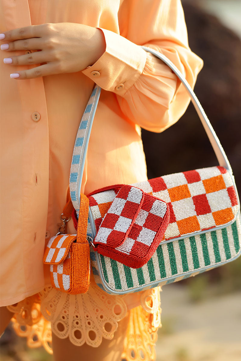 Vermillion Chequred Mini Bag