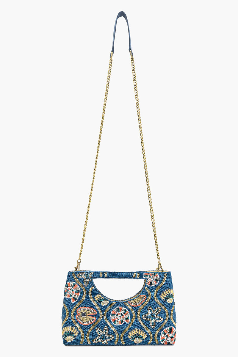 Midnight Shore Beaded Clutch Bag