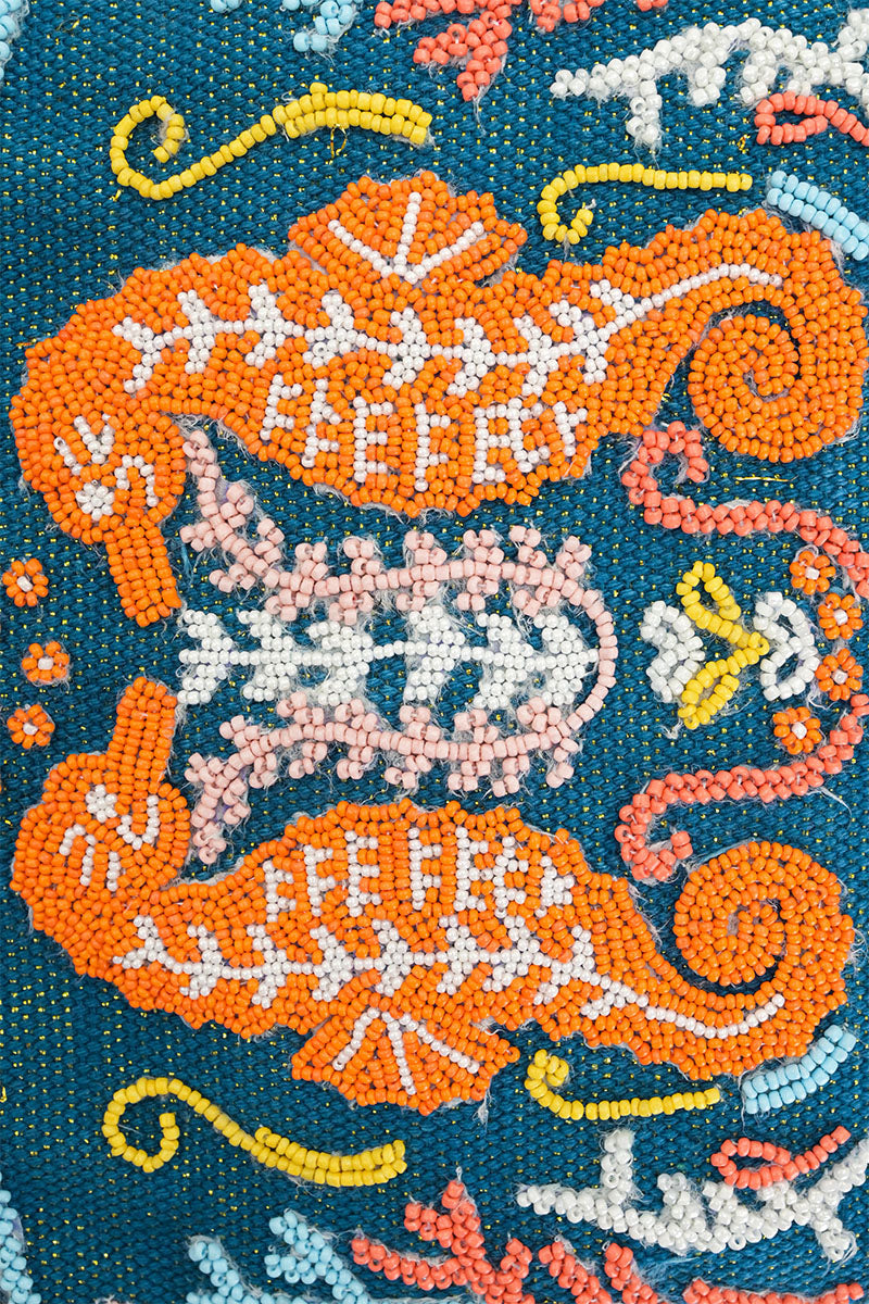 Sea Horse Teal Top Handle Bag