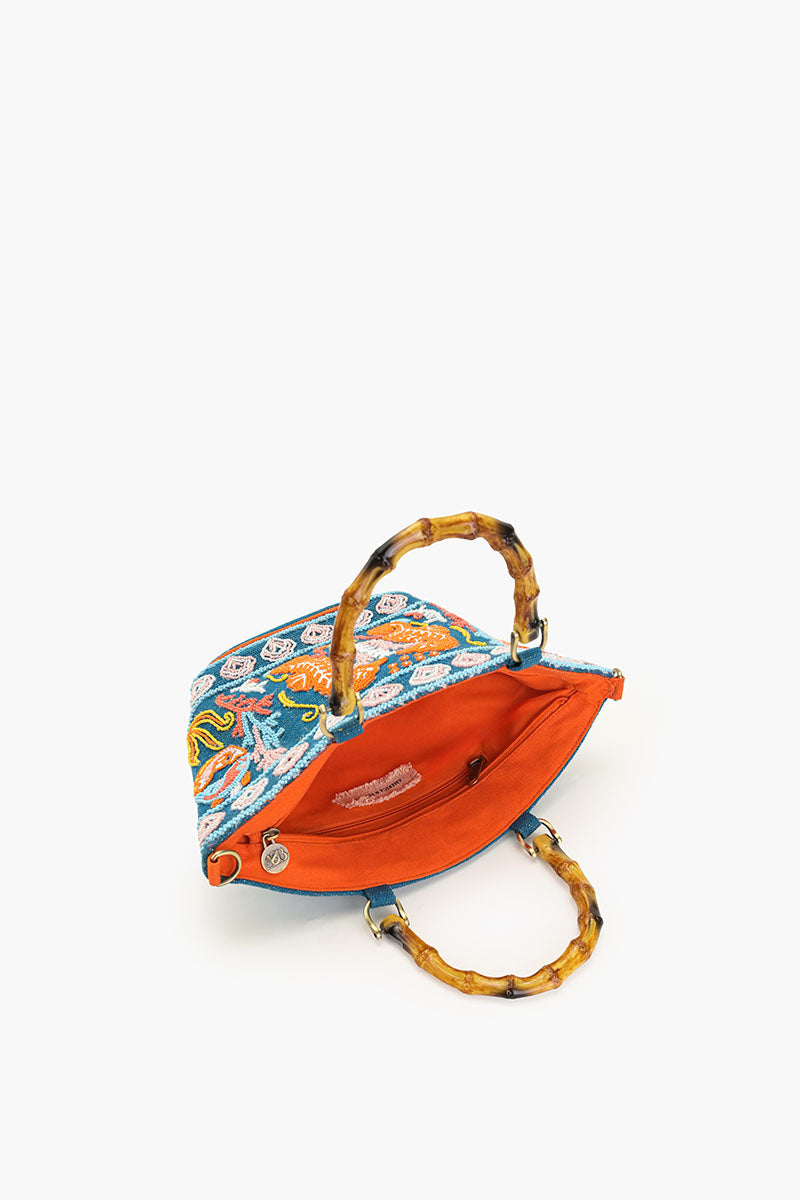 Sea Horse Teal Top Handle Bag