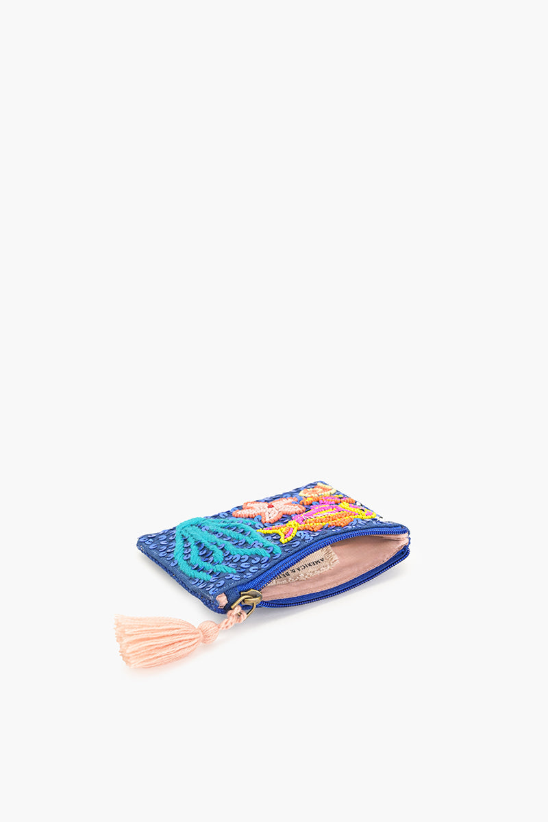 Ocean Bliss Hand-Beaded Coin Pouch