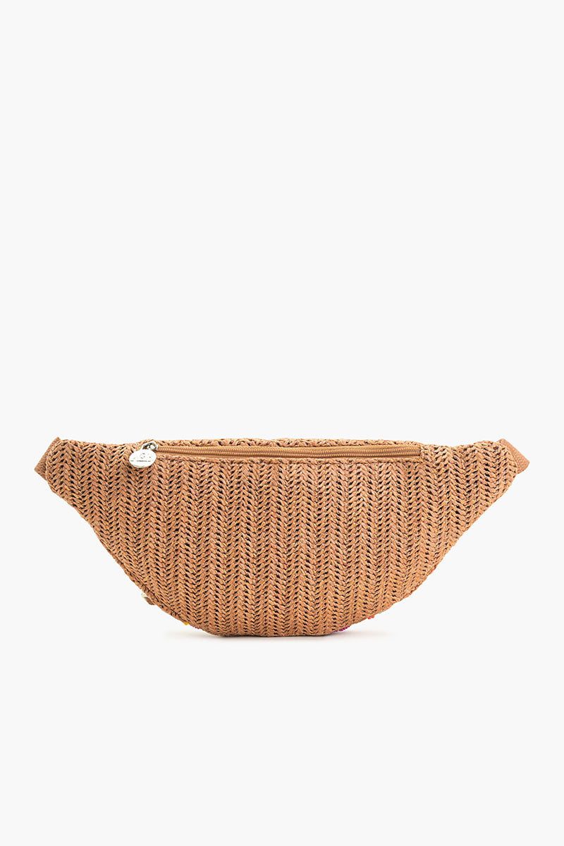 Make Lemonade Raffia Embellished Fanny Sling Bag