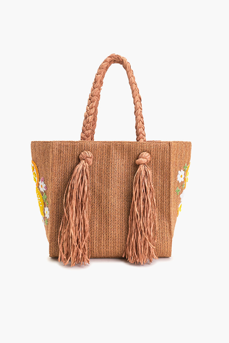 Daisy Citrus Straw Tote