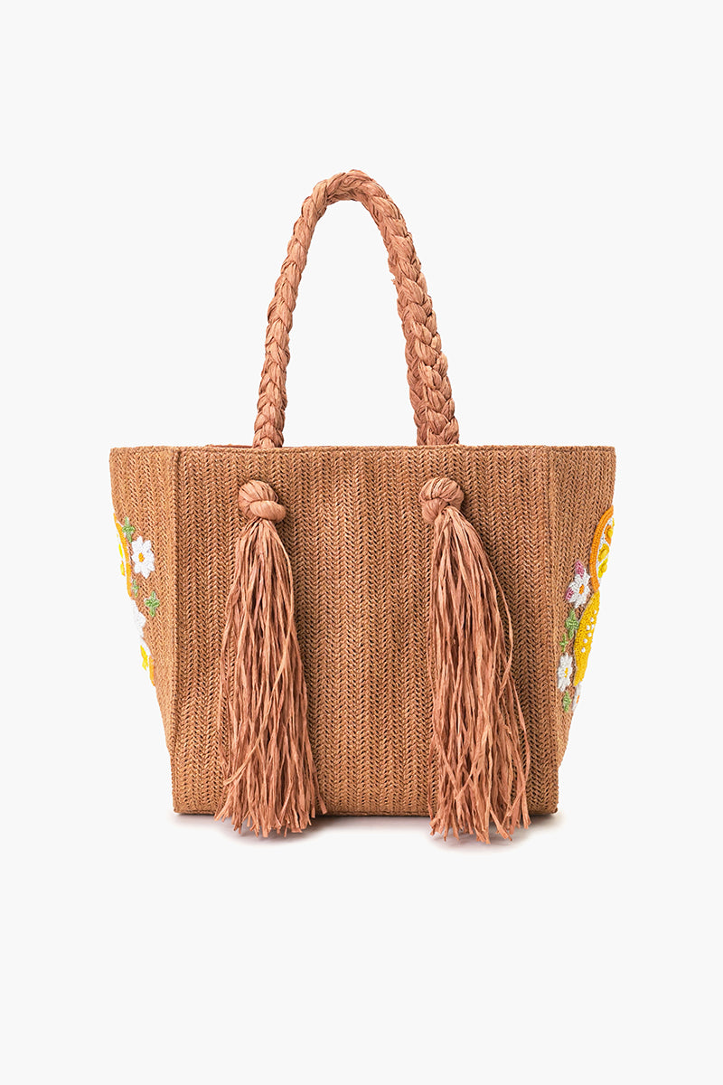 Daisy Citrus Straw Tote