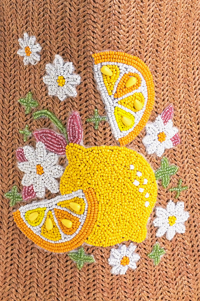 Daisy Citrus Straw Tote