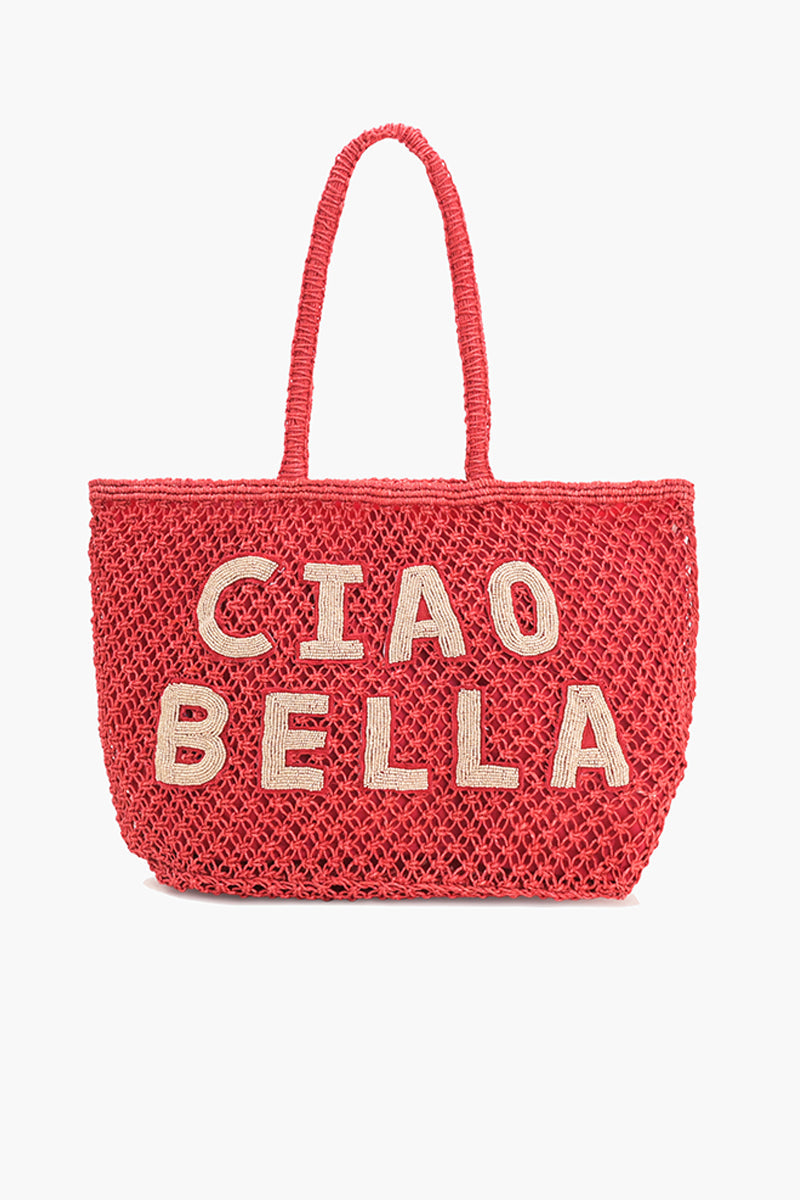 Ciao Bella Beaded Macrame Jute Tote