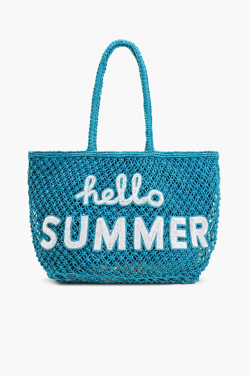Hello Summer Beaded Macrame Jute Tote