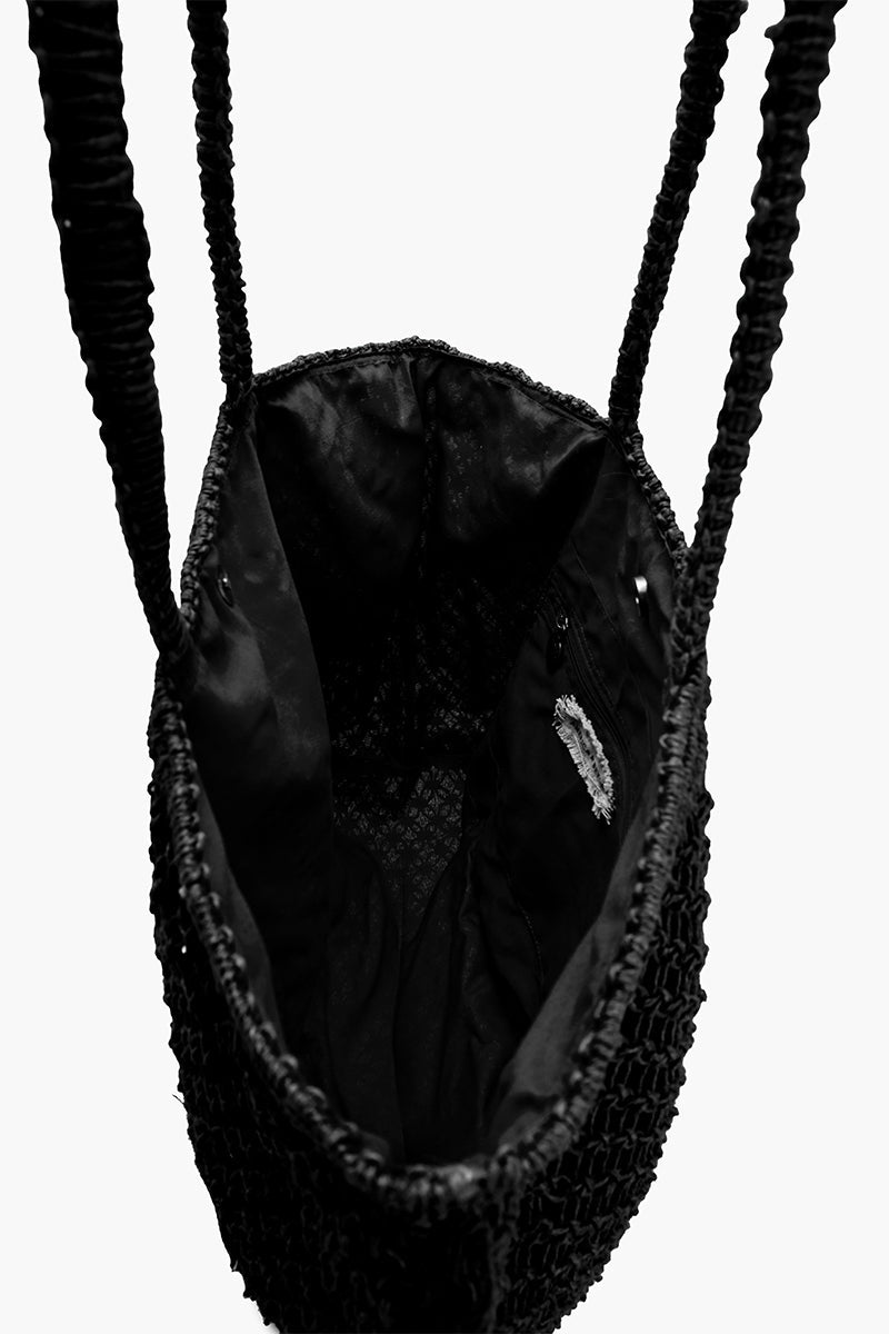 Off Duty Beaded Macrame Jute Tote