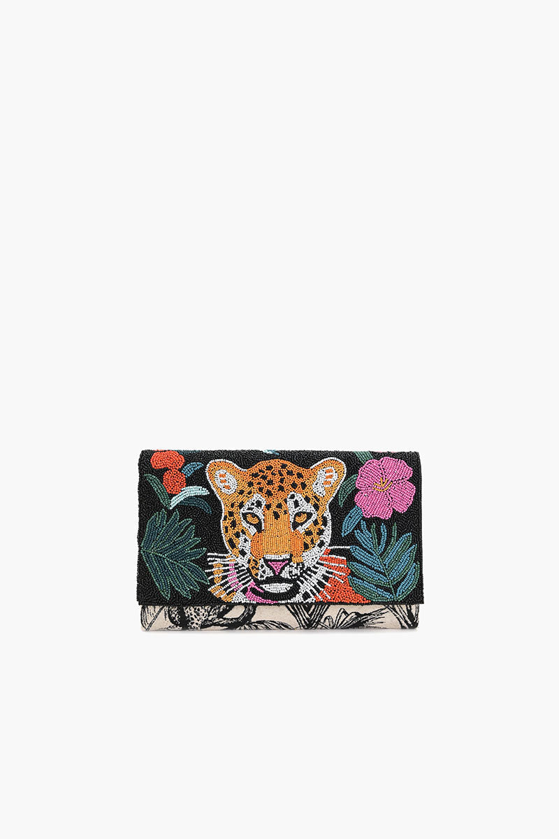 Tropical Leopard Embellished Clutch