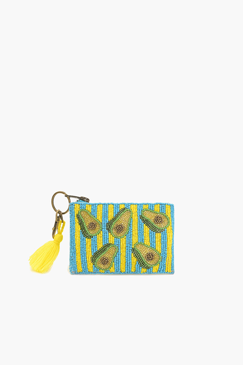 Avocado beaded pouch