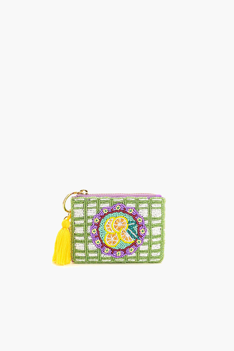 Lemon Zest Beaded Coin Pouch