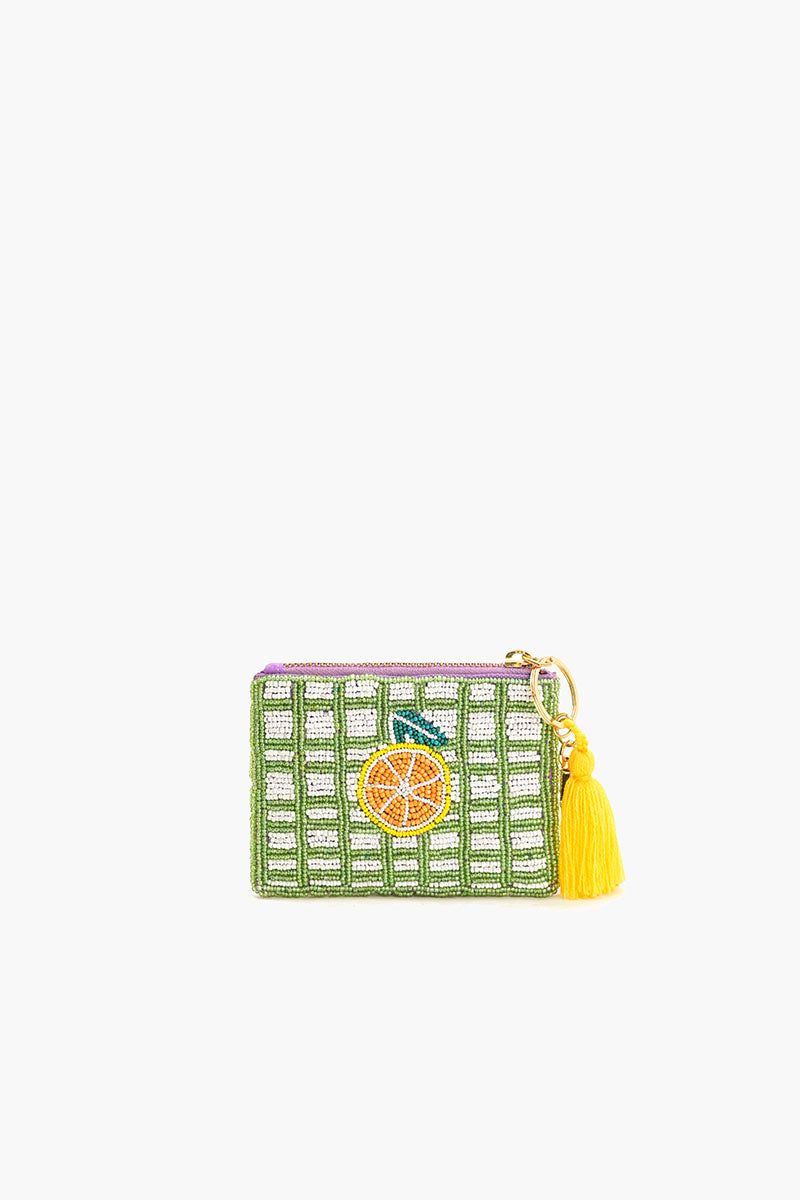 Lemon Zest Beaded Coin Pouch