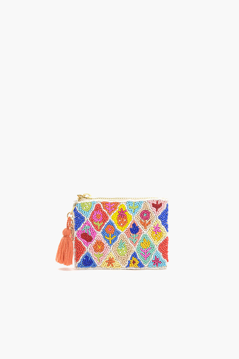 Floral Frenzy Beaded Coin Pouch