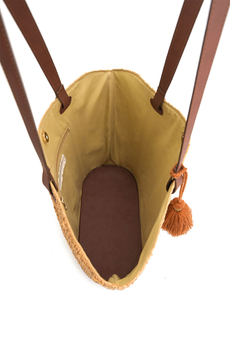 Raffia Weave Contrast Tote