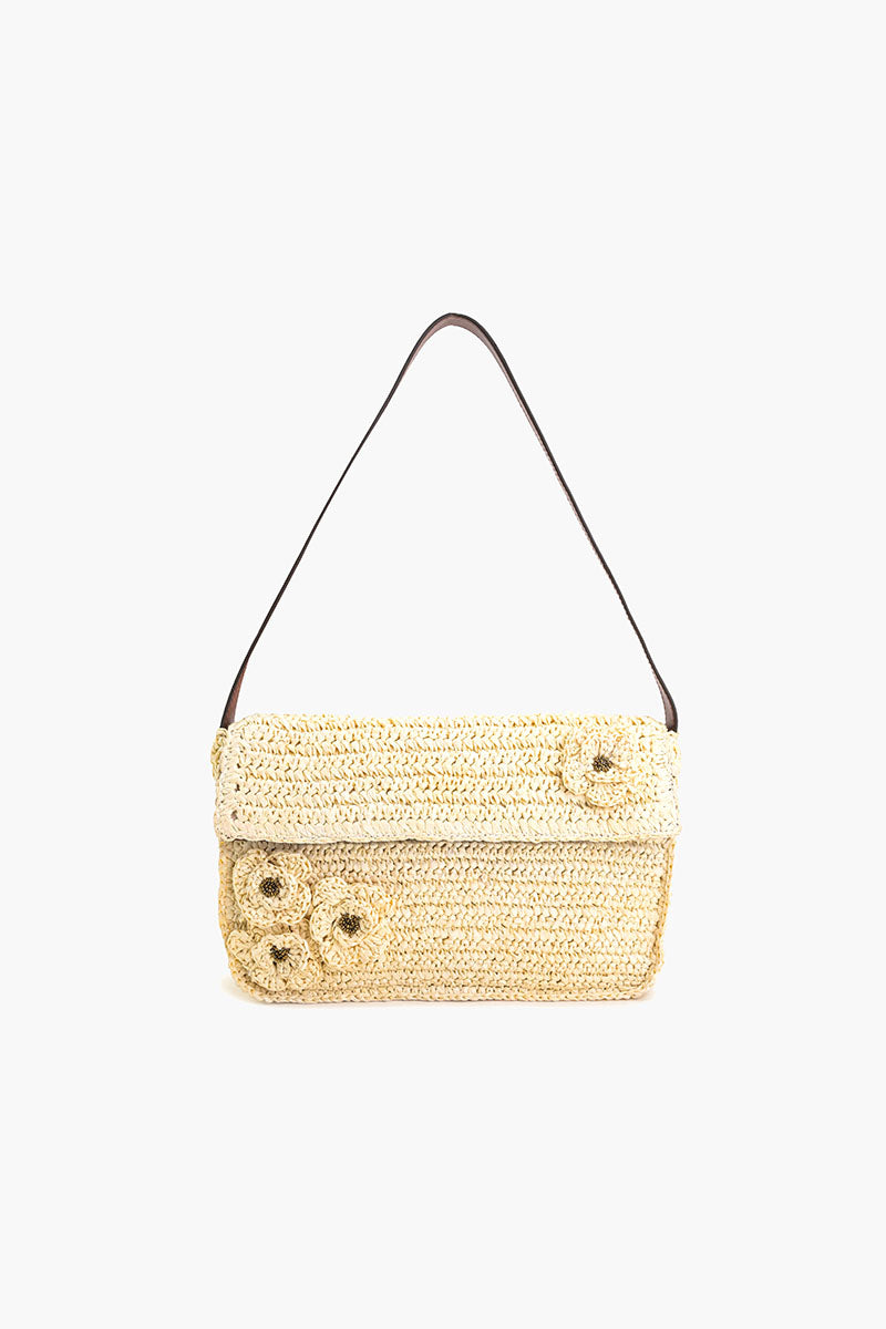 Raffia Flap Shoulder Bag