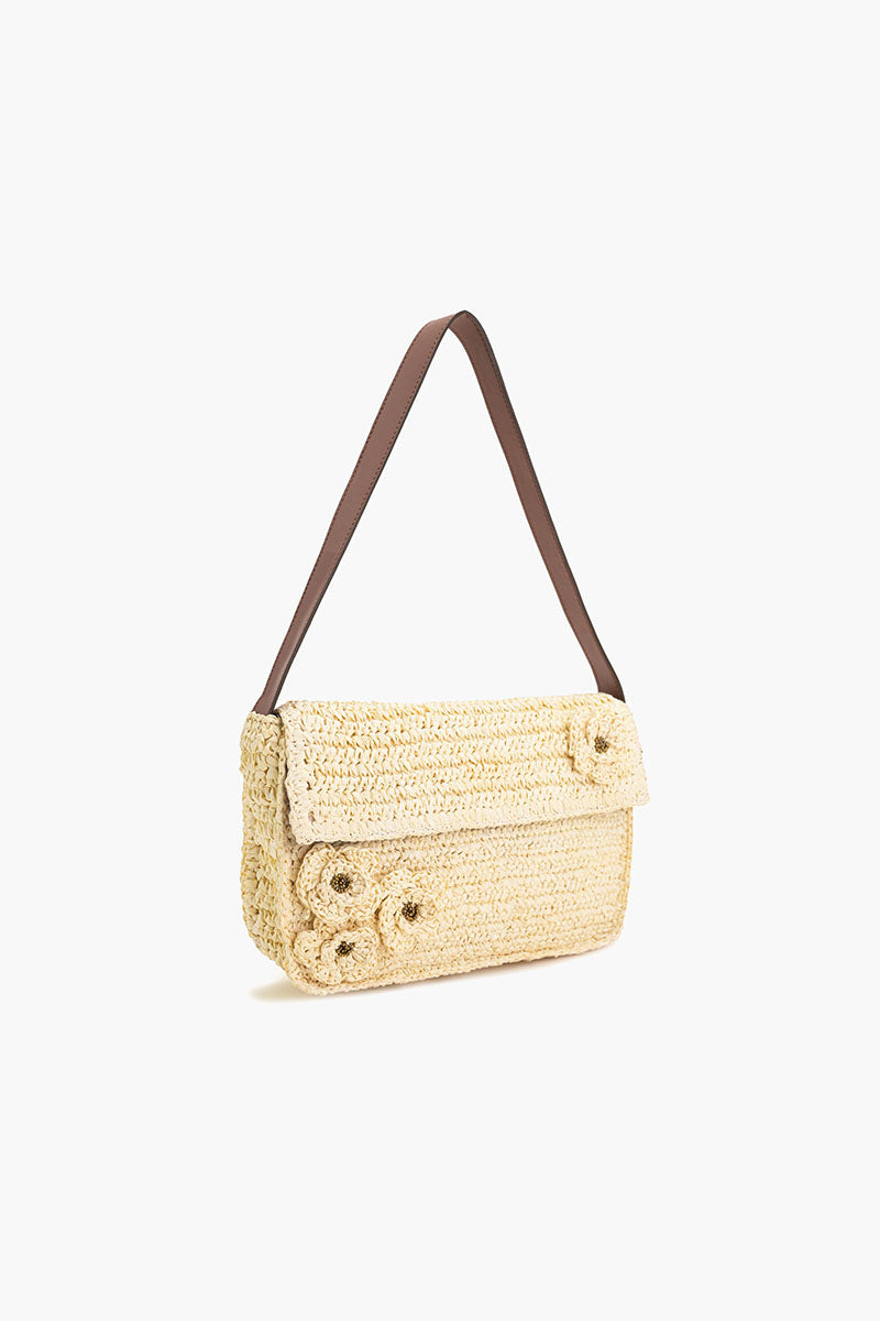 Raffia Flap Shoulder Bag