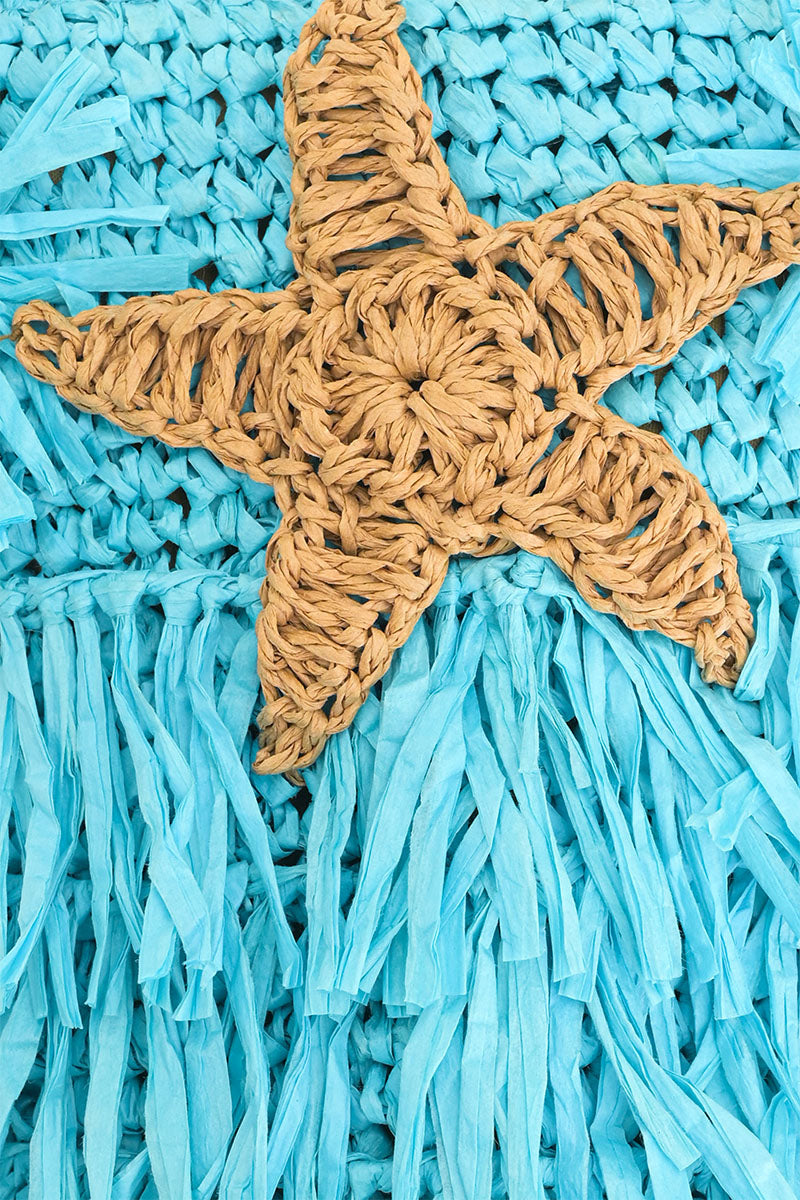 Aqua Fringe Starfish Bucket Bag