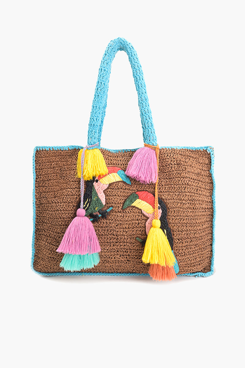 Tropic Toucans Raffia Tote