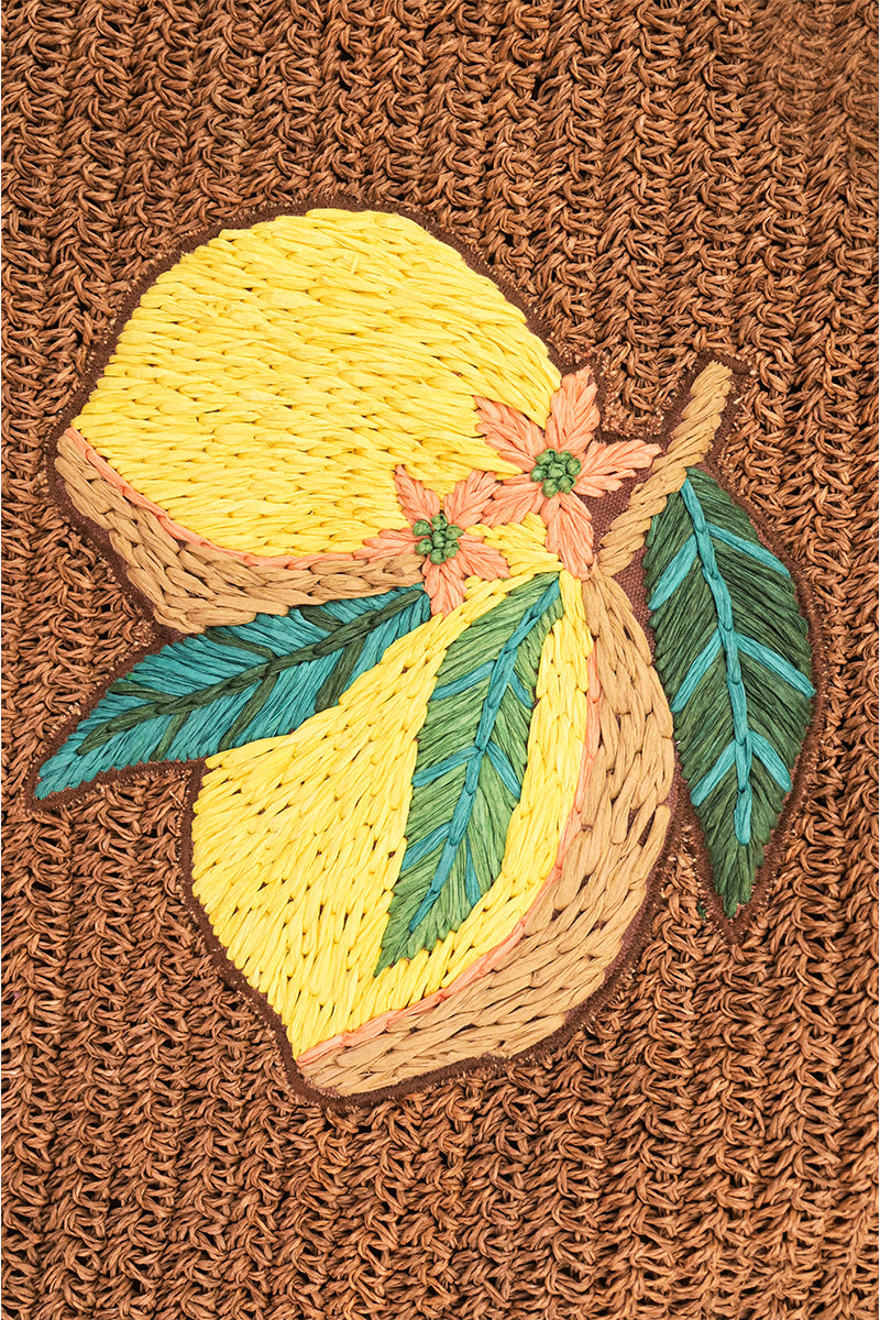 Lemon Fiesta Raffia Tote Bag