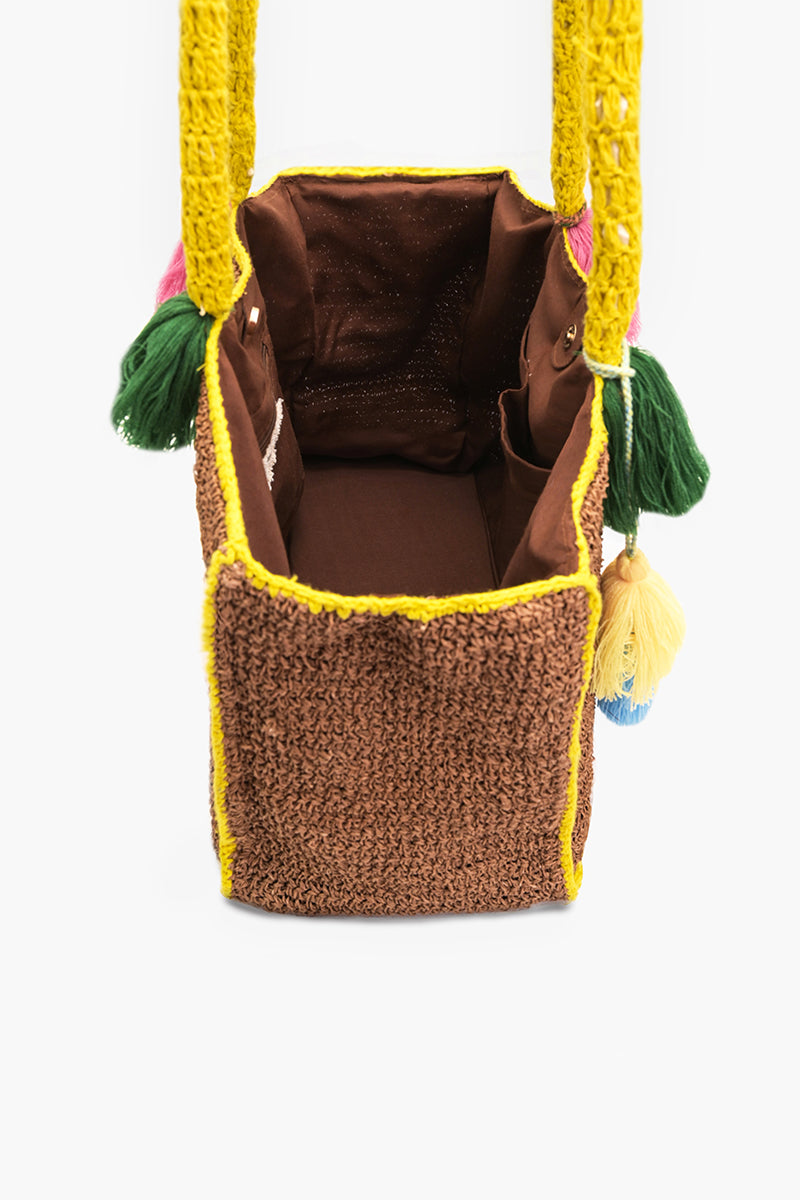 Lemon Fiesta Raffia Tote Bag