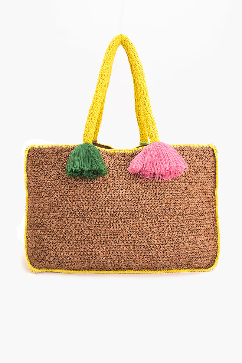 Lemon Fiesta Raffia Tote Bag
