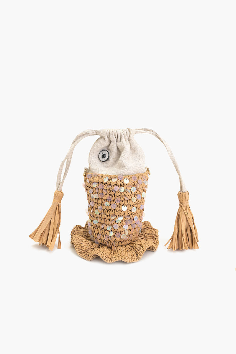 Ocean Whimsy Raffia Fish Bag